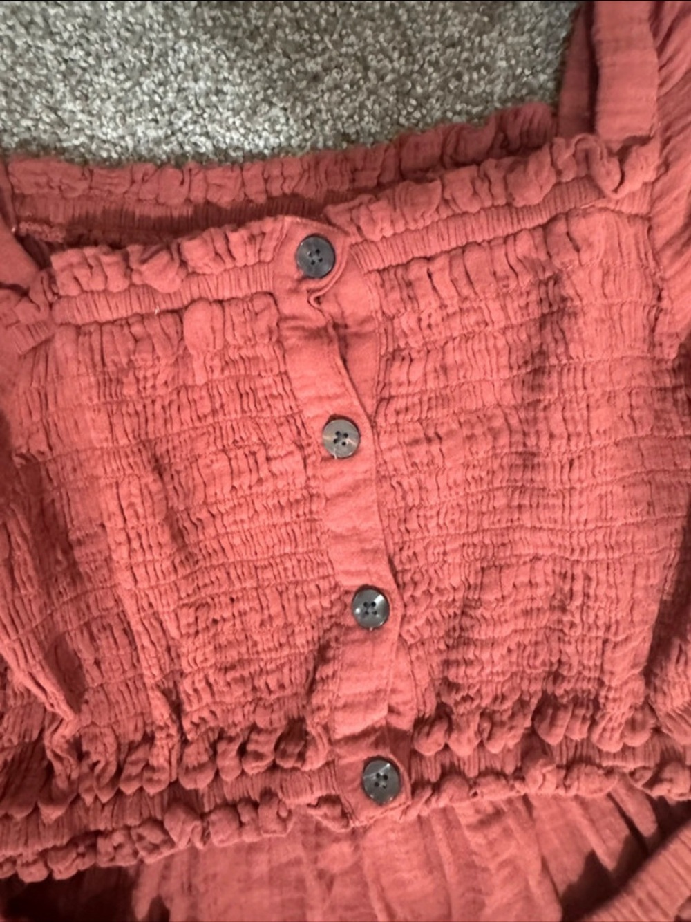 Beach Lunch Lounge L Gauze Midi Dress Luana Smocked Pink Puff Sleeve - Picture 6 of 8